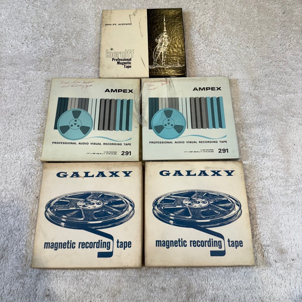 Vintage Reel to Reel Tape Lot 5 Ampex 291 Galaxy Kierulff 7 Inch 1/4 Magnetic